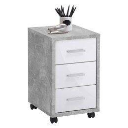  Mobilna szafka z szufladami, betonowy i biel na wysoki połysk Lumarko!