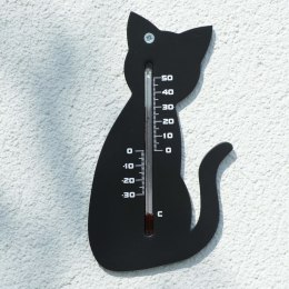 Lumarko Zewnętrzny termometr ścienny, w kształcie kota, czarny