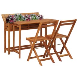  Balkonowy stół z donicą i 2 krzesłami bistro, drewno akacjowe Lumarko!