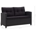  2-osobowa sofa ogrodowa z poduszkami, czarna, 124 cm, rattan PE Lumarko!
