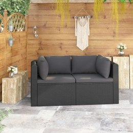  2-częściowa sofa ogrodowa, z poduszkami, polirattan, czarna Lumarko!