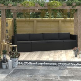  4-częściowa sofa ogrodowa, poduszki, rattan PE, czarna Lumarko!
