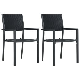  Krzesła ogrodowe, 2 szt., czarne, plastik stylizowany na rattan Lumarko!