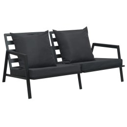 Lumarko Sofa ogrodowa z poduszkami, 2-osobowa, ciemnoszara, aluminium