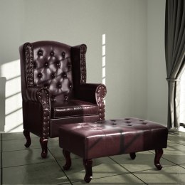  Fotel z podnóżkiem, ciemnobrązowy, sztuczna skóra Lumarko!