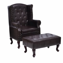  Fotel z podnóżkiem, ciemnobrązowy, sztuczna skóra Lumarko!