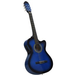  Gitara akustyczna z wycięciem, 6 strun i equalizer, niebieska Lumarko!