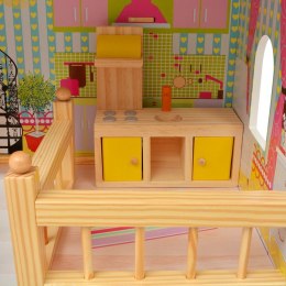 Lumarko 3-poziomowy domek dla lalek 60x30x90 cm, drewno