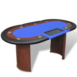  Stół do pokera dla 10 graczy z tacą na żetony, niebieski Lumarko!