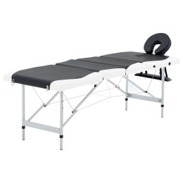 Lumarko 4-strefowy, składany stół do masażu, aluminium, czarno-biały