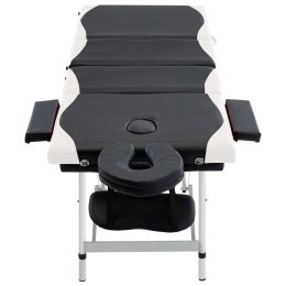  4-strefowy, składany stół do masażu, aluminium, czarno-biały Lumarko!
