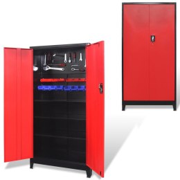 Lumarko Szafa narzędziowa, 2 drzwi, stal, 90x40x180 cm, czarno-czerwona