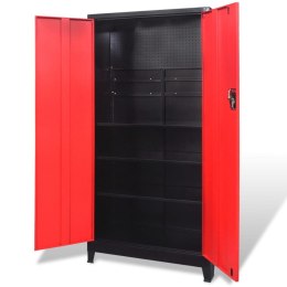 Lumarko Szafa narzędziowa, 2 drzwi, stal, 90x40x180 cm, czarno-czerwona