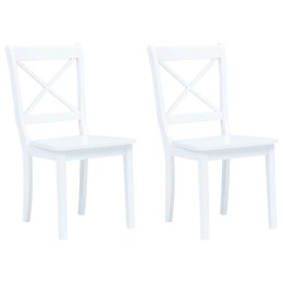  Krzesła jadalniane, 2 szt., białe, lite drewno kauczukowca Lumarko!