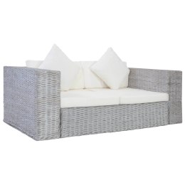  2-osobowa sofa z poduszkami, szara, naturalny rattan Lumarko!
