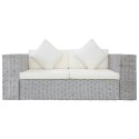  2-osobowa sofa z poduszkami, szara, naturalny rattan Lumarko!