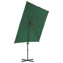  Parasol wiszący ze stalowym słupkiem, 250 x 250 cm, zielony Lumarko!