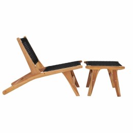  Krzesło z podnóżkiem, lite drewno tekowe i sznurek Lumarko!