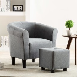 Lumarko 2-częściowy zestaw: fotel z podnóżkiem, jasnoszary, tkanina