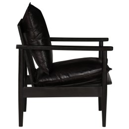  Fotel, czarny, skóra naturalna i drewno akacjowe Lumarko!