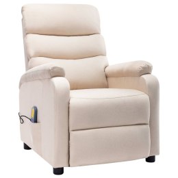  Rozkładany fotel masujący, kremowy, tapicerowany tkaniną Lumarko!