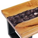  Stolik kawowy, 100x50x40 cm, lite drewno tekowe i poliżywica Lumarko!