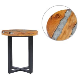  Stolik kawowy, 40x45 cm, lite drewno tekowe i poliżywica Lumarko!