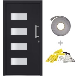  Drzwi zewnętrzne, aluminium i PVC, antracytowe, 100x210 cm Lumarko!