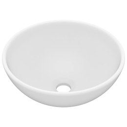  Okrągła umywalka łazienkowa, matowa biel, 32,5x14 cm, ceramika