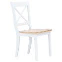  Krzesła stołowe, 2 szt., biel i jasny brąz, drewno kauczukowca Lumarko!