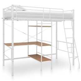  Rama łóżka piętrowego z biurkiem, biała, metalowa, 90 x 200 cm Lumarko!