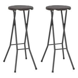 Lumarko Składane stołki, 2 szt., HDPE i stal, brązowe, rattanowy wygląd