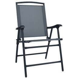  Składane krzesła ogrodowe, 2 szt., tworzywo textilene, szare Lumarko!