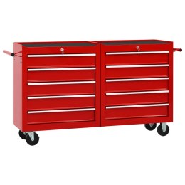  Wózek narzędziowy z 10 szufladami, stalowy, czerwony Lumarko!