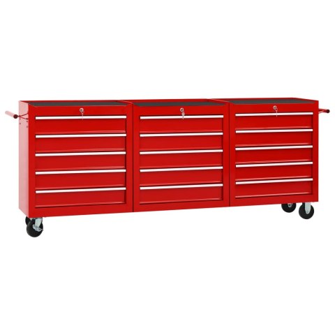  Wózek narzędziowy z 15 szufladami, stalowy, czerwony Lumarko!