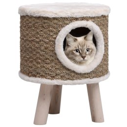 Lumarko Domek dla kota z drewnianymi nóżkami, 41 cm, trawa morska