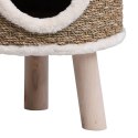  Domek dla kota z drewnianymi nóżkami, 41 cm, trawa morska Lumarko!