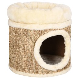 Lumarko Domek dla kota z luksusową poduszką, 33 cm, trawa morska