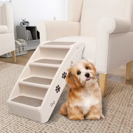 Lumarko Składane schodki dla psa, kremowe, 62 x 40 x 49,5 cm