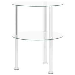 Lumarko 2-poziomowy stolik, 38 cm, przezroczyste szkło hartowane